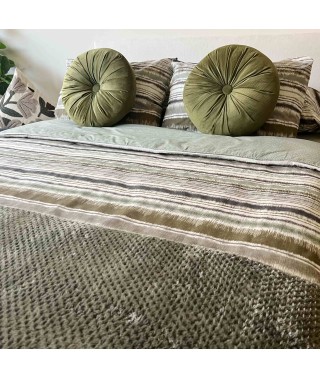 Funda nórdica rayas verdes. textil de cama. Textil de hogar